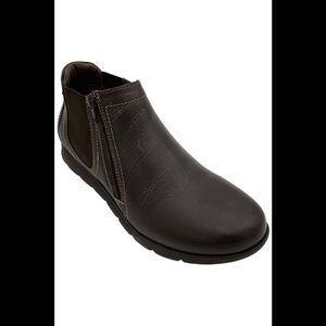 David Tate Women's Pine Zip-Up Leather Bootie Brown - Wide